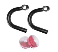 Folpus Manillar de Bicicleta, Barra de Tornillo de Banco Resistente Y Cómoda, Barra de Soporte de ángulo Externo, Aleación de Aluminio, Par, Cinta de Manillar Roja