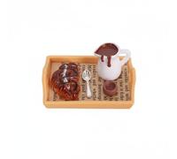 Folpus Mini en Miniatura Bandeja Accesorio Escenografía Utensilio con Detalles Artesanales y Coloración Realista para Crear, Juego De 6 Piezas De Pan con Bandeja Y Cuchara