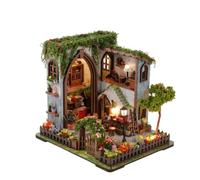 Folpus Miniatura Casa Maqueta Kit Maqueta Casa Miniatura Casa en Miniatura Casa de Muñecas con Balcón Arco Escalera y Plantas Decorativas Adecuada para Estantería Escritorio Estudio Rincón de Lectura