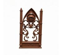 Folpus Miniature House Backdrop Escenografía Miniatura Marco de Arco Tallado Lateral Punta Motivo Ocular Hecha a Mano Adecuado para Estanterías Escenas de Fantasía Decoración del Hogar, Marrón