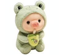 Folpus Muñeco de Peluche Cerdito Burbuja Animal Disfraz Taza Creativo Huggable Acolchado Apto para Regalo Decoración de Habitación Infantil Niñas Coleccionistas Parejas, 40CM, Rana