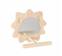 Folpus para Juegos de Pájaros de Madera Interactivo para Loros Base Resistente y Cómoda Estable y Segura Montaje Sencillo Adecuada para Aves en Jaulas Dentro del Hogar, Espejo De León con Soporte