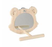 Folpus para Juegos de Pájaros de Madera Interactivo para Loros Base Resistente y Cómoda Estable y Segura Montaje Sencillo Adecuada para Aves en Jaulas Dentro del Hogar, Soporte Espejo Mapache