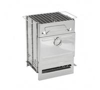 Folpus Parrilla Portátil Mini Parrilla Barbacoa Estufa Horno Asador Acero Inoxidable con Rejilla y Red para Diseño Plegable Compacto Adecuada para Campamentos Jardín Montaña Excursiones