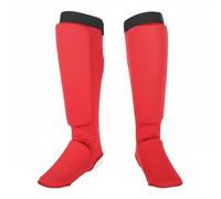 Folpus Protector de Pierna de Karate Espinillera Guardia Acolchado Tobillera con Absorción de Impactos y Continua Entre Espinilla y Empeine Material, Rojo, M