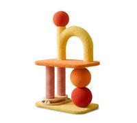 Folpus Rascador para Gatos Torre Gimnasio Poste con Circuito de Base de Madera Sisal y Funda Mullida Adecuado para Gatos, Naranja, Amarillo, Rojo, Dopamina Naranja Doble Bola