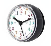 Folpus Reloj de Succión Reloj de Pared Reloj de Ducha Reloj Colgante Reloj de Baño para Aprendizaje de la Hora Esfera Visible en Sujeción a Azulejos y Vidrio, Naranja, Hora De Estudio