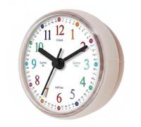 Folpus Reloj de Succión Reloj de Pared Reloj de Ducha Reloj Colgante Reloj de Baño para Aprendizaje de la Hora Esfera Visible en Sujeción a Azulejos y Vidrio, Blanco, Tiempo De Estudio