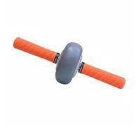 Folpus Rueda Abdominal Rodillo de Core Entrenamiento del Abdomen Aparato Deportivo con Empuñaduras Cómodas Estructura Sencilla, Rueda Individual Pequeña De 12.5cm, Gris A Con Mango Extendido Naranja