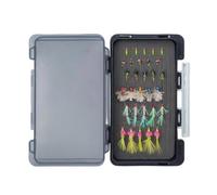 Folpus Señuelos de Mosca para Pesca Señuelos Artificiales Moscas Secas y Húmedas Surtido Caja de Almacenamiento con Interior de Espuma Material Acero al, TZ004