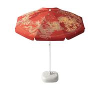Folpus Sombrilla de Patio China Impermeable Multiusos, Protección Solar, Sombrilla de Playa, Toldo para Terraza Y Piscina, Rojo con base