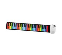 Folpus Teclado de Piano Flexible de 49 Teclas, Enrollable Y Recargable para Uso en Casa O Viaje, Llave Arcoiris Blanca