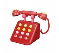 Folpus Teléfono Infantil Juguete de Madera Simulación de Marcación Conversación Imaginaria Enseñanza de Habilidades Sociales Construcción Clásica Apto para , Rojo Fresa