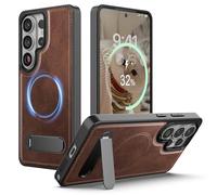 Foluu Funda magnética de piel para Samsung Galaxy S26 Ultra, soporte invisible integrado [compatible con Magsafe] piel sintética + carcasa rígida de policarbonato delgado funda protectora para Galaxy