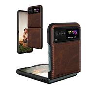 Foluu Funda para Motorola RAZR 40 2023, Funda de Piel para Moto RAZR 40, Piel sintética + Carcasa de policarbonato Duro, Ultrafina, Duradera, Funda Protectora para Motorola RAZR 40 2023 (marrón)