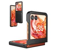 Foluu Funda para Motorola Razr 50/60, Moto Razr 50/60, Funda de piel sintética + carcasa rígida de policarbonato ultrafina, duradera, funda protectora para Motorola Razr 50/60 2025 (negro)