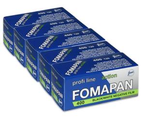 Foma Fomapan Action 400 ISO - Película fotográfica (5 Unidades, Formato Mediano, 120), Color Negro y Blanco