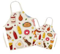 FOMAISELF Delantal de cocina de lino para padres e hijos, lindo patrón de comida, delantal para mamá y niños, delantales para mamá, hijo, hija para cocinar, hornear, pintar, fiesta