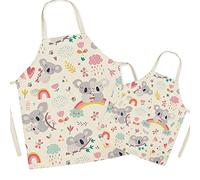FOMAISELF Delantal de cocina de lino para padres e hijos, lindo patrón de koala, delantal para mamá y niños, delantales para mamá, hijo, hija para cocinar, hornear, pintar, fiesta