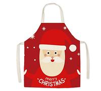 FOMAISELF Delantal de cocina para niños de lino, delantal para niños con diseño de papá noel, delantales para hijos e hijas para cocinar, hornear, pintar, fiesta