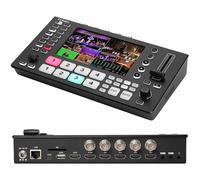 FoMaKo Mezclador de video HDMI 4K, 4 entradas SDI y 4 HDMI, pantalla LCD FHD de 5.5 pulgadas, conmutador de transmisión en vivo multicámara de 5 canales, entrada 4K 60FPS, salida 1080p 60FPS