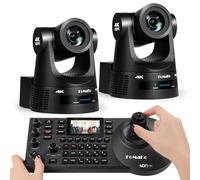 FoMaKo Paquete de cámara 4K 60fps NDI PTZ, compatible con salida NDI HX3 4K 60fps, zoom óptico de 20x, seguimiento automático AI Gen 3, 3G-SDI/HDMI/NDI/USB/PoE, para culto a la iglesia y Live Studio