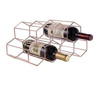 FOMANSH Botellero de Vino apilable de Metal,Soporte para Estante para Botellas de Vino,Almacenamiento de Vino de Mesa para Exhibición,Organizador de Vinos para Hogar,Cocina,Bar,Oro Rosa,2 Niveles