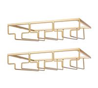 FOMANSH Soporte para copas de vino, para debajo del mueble, organizador de metal para bar o cocina, 2 unidades, Dorado
