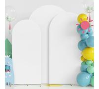 Fomcet Juego de 3 Fundas para Arco de Boda de 6 pies, 6.6 pies, 7.2 pies, Color Blanco, Parte Superior Redonda de 2 Lados, Cubierta de telón de Fondo de Arco de Elastano, Tela Ajustada para Fiesta de