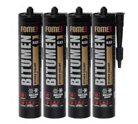 FOME FLEX Sellador bituminoso profesional BITUMEN [4 x 300 ml], resistente a la intemperie, para sellar y pegar revestimientos bituminosos para tejados.