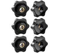 FOMGIIN 6 Tornillos de Estrella M6, Tornillos de Mariposa de 32 mm de Diámetro Exterior, Tuercas de Perilla Palomilla de Sujeción Estrella, Rosca Tornillo de Mariposa Negros, Tuercas de Mariposa