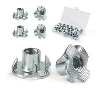 FOMGIIN Tuerca en T de 4 Puntas M10 X 14 mm, 20 Pieza Tuerca de Cuatro Puntos, Tuercas de Accionamiento, T Tuerca de Acero Carbono, Adecuado para Muebles de Madera, Construcción, Embutir Madera