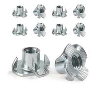 FOMGIIN Tuerca en T de 4 Puntas M5 X 8 mm, 10 Pieza Tuerca de Cuatro Puntos, Tuercas de Accionamiento, T Tuerca de Acero Carbono, Adecuado para Muebles de Madera, Construcción, Embutir Madera