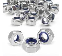 FOMGIIN Tuercas Autoblocantes Hexagonales M8, 10 Piezas Tuercas de Nylon DIN 985, Autobloqueo Antideslizante Tuerca de Bloqueo de Acero Inoxidable A2 V2A, para Tornillos Roscados Pernos