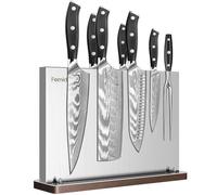 fomidao Bloque magnético para cuchillos, soporte magnético de acero inoxidable, bloque magnético de cuchillos sin cuchillos, de doble cara para almacenamiento de cuchillos de cocina