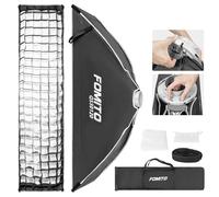 FOMITO Caja de luz de liberación rápida de 11.8 x 47.2 pulgadas, caja blanda rectangular de montaje Bowens con rejilla de haz para iluminación de estudio de fotografía