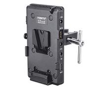 FOMITO V-Lock V Soporte Batería Adaptador Placa con Super Abrazadera para Iluminación Soporte, Trípode, Barra, D-Tap/DC/USB Poder Salida Videocámara, Cámara DSLR, LED Vídeo Luz,Monitor,Micrófono