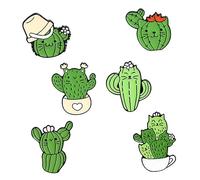 FOMIYES 1 Juego Broche De Cactus Gato Broche De Dibujos Animados Fiesta Retro Hola Sencillo De Personalidad De Mujer Creativo Aleación Green 6 Piezas