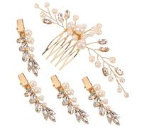FOMIYES 1 Juego juego de peine y horquilla horquillas de novia horquillas para novias pelo de flores peines decorativos para el cabello accesorios dorados para el cabello perla Beige