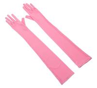 FOMIYES 1 Par guantes para mujer guantes para bailar forros de guantes de algodón accesorios guantes largos guantes de mujer guantes elásticos guantes decorativos para mujer poliéster Rosy