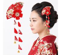 FOMIYES 1 Pc Tocados De Estilo Japonés Para El Kimono Pasador En Forma De Abanico Pinza Para El Cabello Floral Para El Cabello De Geishas Japón Cereza Perder Paño