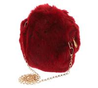 FOMIYES 1 Pieza Bolso Bandolera Mini de Peluche Rojo con Cadena Bolsa Redonda Creativa para Mujer para Claves Monedas y Móvil para Ocasiones Variadas