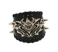 FOMIYES 1 Pieza Brazalete De Cuero Hombre Paraca Furgoneta Pulsera Con Remaches Pulsera Fantasma Cadena De Muñeca Punk Pulsera Punk Negro