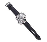 FOMIYES 1 Piezas Reloj Deportivo para Exteriores Termómetro Brújula y Correa Doble De Cuero Genuino Reloj De Moda De Cuarzo para Hombre para Actividades Al Aire