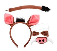 FOMIYES 1 Set diadema de jabalí Cosplay felpa Máscaras mascota colmillos disfraz animal disfraz animal Diadema con orejas de cerdo y corbatín de cerdo tela
