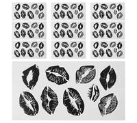 FOMIYES 10 Hojas tatuaje con estampado de labios pegatinas papel. Black