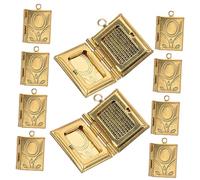 FOMIYES 10 Piezas Caja de fotos del libro de cobre amuletos de libros para pulseras cuentas para hacer joyas Hechizas colgantes pequeños dijes para hacer joyas colgante de libros Dorado