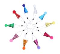 FOMIYES 10 Unidades Mini Sombreros de Fiesta para Mascotas y Peluches con Forma de Cono, Pompones Decorativos, Material Pu Ligero y Cuerda Elástica para Celebraciones y Fiestas