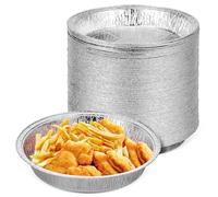 FOMIYES 100 Bandejas Desechables de Aluminio Redondas para Freidora de Aire 20 Cm, Moldes Resistentes para Horno y Cocinar, Ideales para Mini Pasteles y Asados en Casa