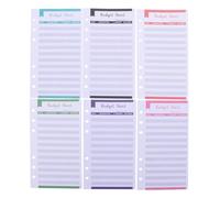 FOMIYES 12 Hojas de Presupuesto en Papel Agujero para Carpeta, Tarjetas de Consumo Económico en 6 Colores, Planificador de Gastos para Uso Personal, Oficina y Hogar, Seguimiento Detallado